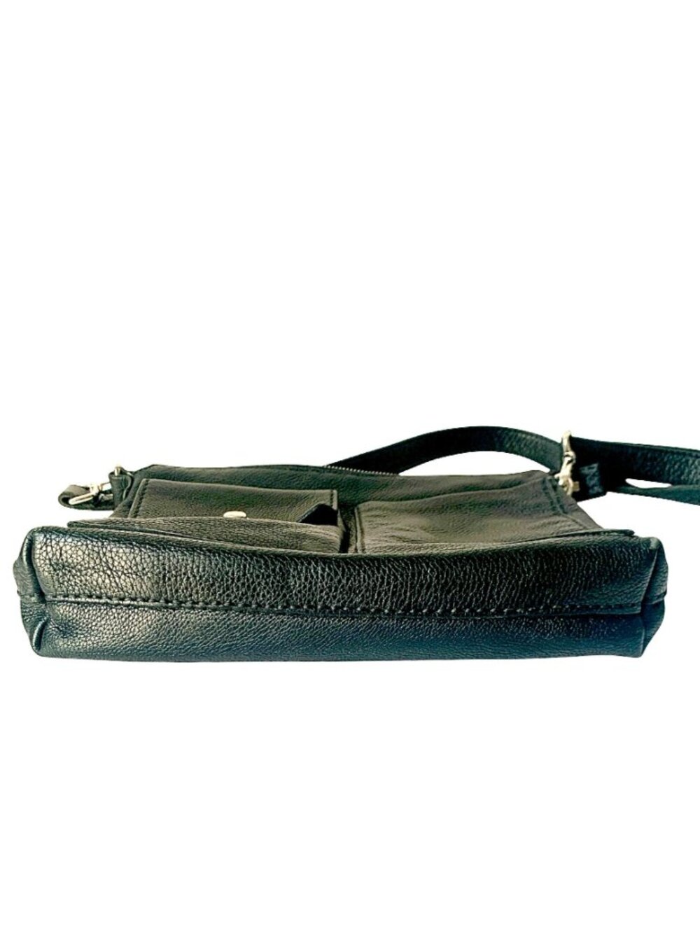 Roots Soft Black Pebbled Leather Crossbody Villager Purse With Adjustable Strap - Picture 5 of 9